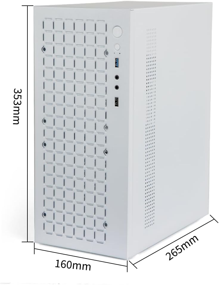 JOYJOM Micro ATX Case PC Case: MATX Case Mini PC ITX Desktop Computer Case Support Micro ATX MATX DTX ITX Mini PC with USB3.0, Support 3.5'' HDD (White) - Image 4